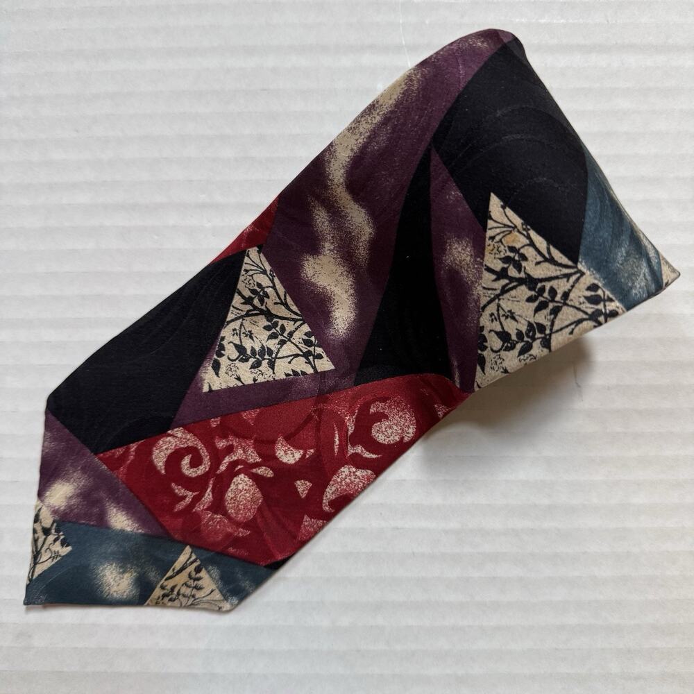 Oscar de la Renta Couture Collection Tie Abstract Geometric Pattern 4" W, 59"L